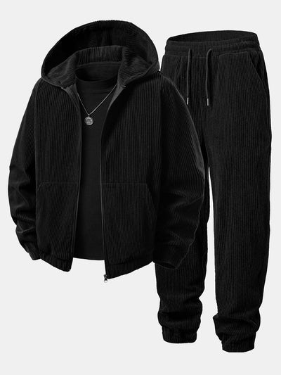 Corduroy Zip-Up Hoodie & Corduroy Jogger Pants