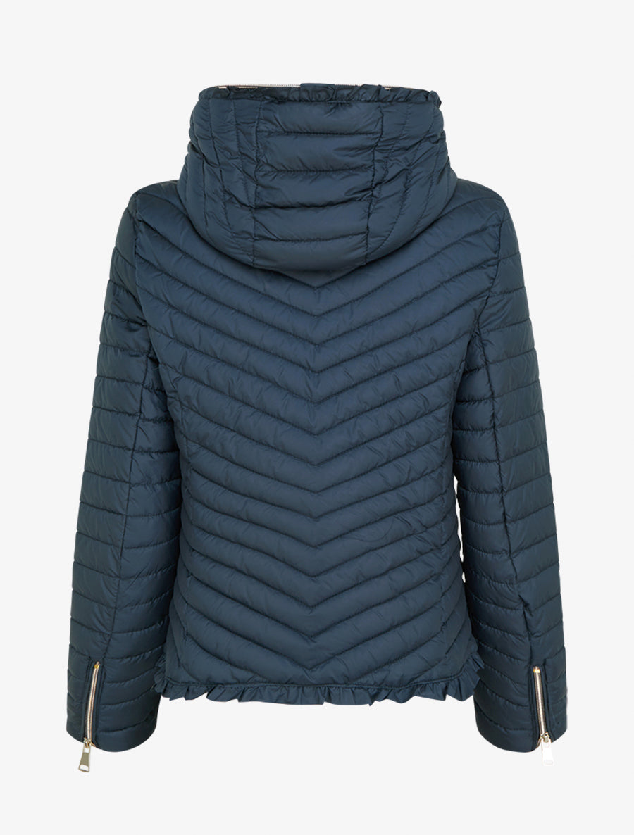Gewatteerde donsjas met capuchon en ritssluiting - Marine