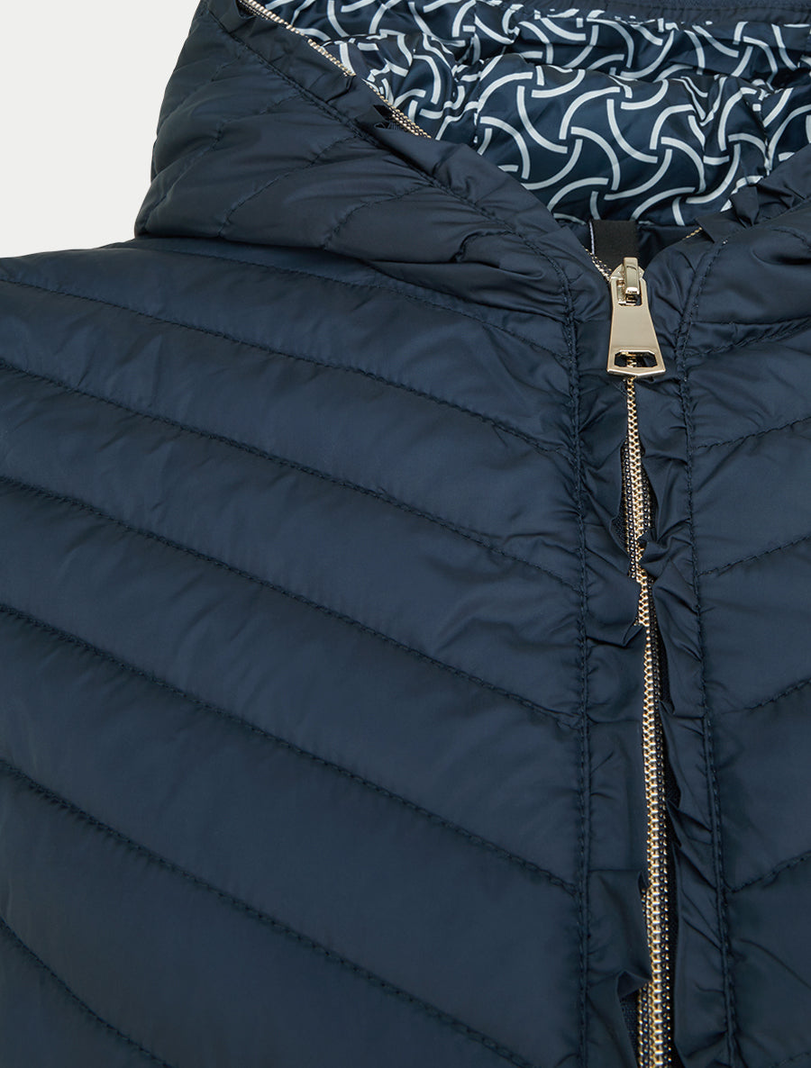 Gewatteerde donsjas met capuchon en ritssluiting - Marine