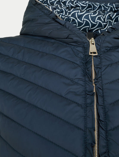 Gewatteerde donsjas met capuchon en ritssluiting - Marine